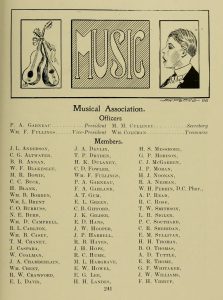 Members list of the 1906 University of Maryland Musical Association from the 1906 Yearbook