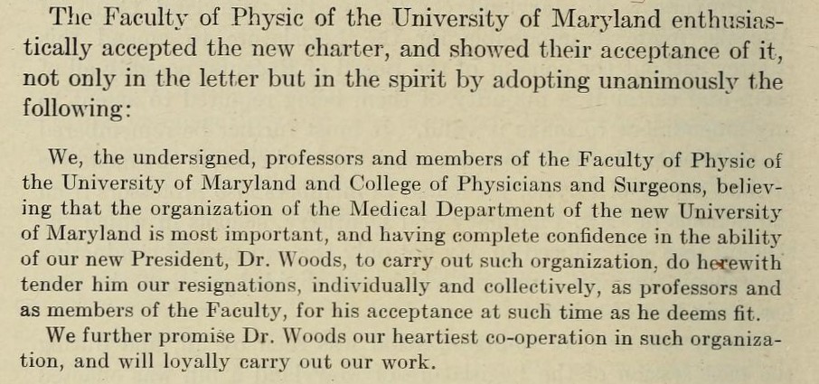 Text of the Faculty of Physic Resignation, 1920