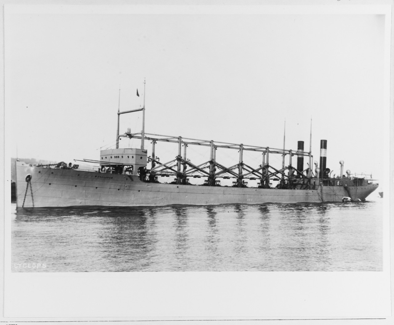 Black and White photograph of a ship on the water