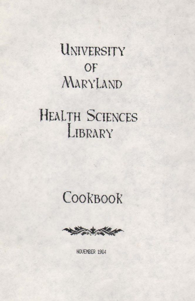 Title page for 1984 Health Sciences Library Cookbook