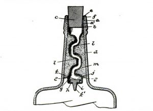 Black and white patent drawing of a bottle neck with stopper