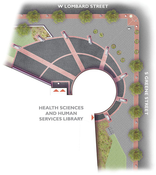 Illustration of new HSHSL plaza entrance