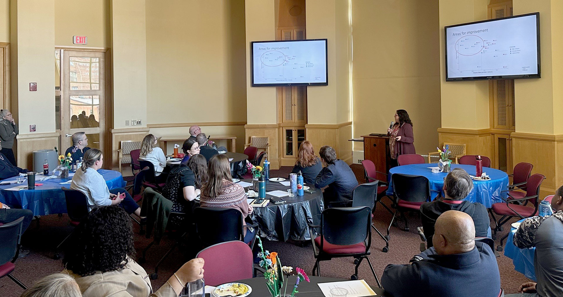 Amy Yarnell, MLS, head of Data & Bioinformation Services presents at the February meeting on LibQual+ findings.