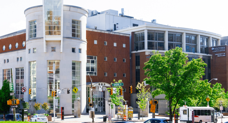 View of the HSHSL library on a sunny day.
